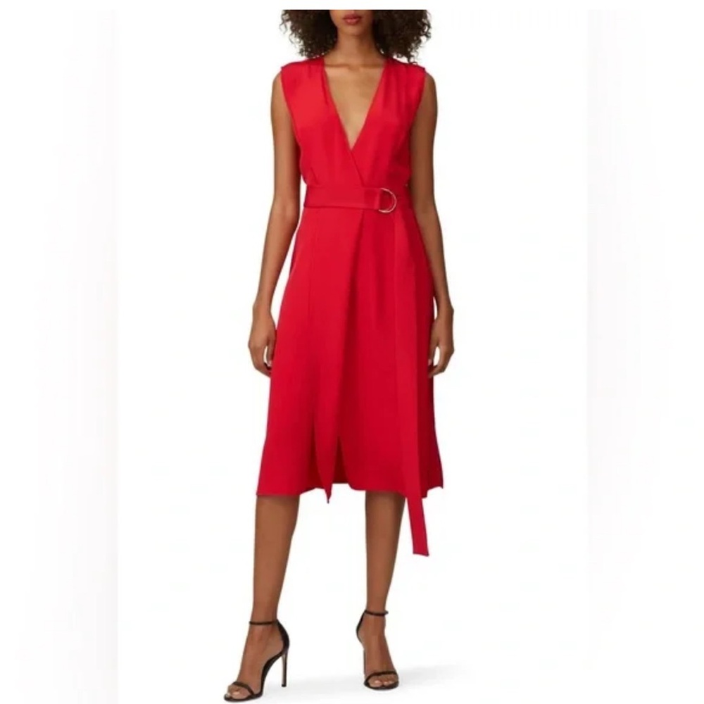 Jason Wu size 6 red crepe midi dress